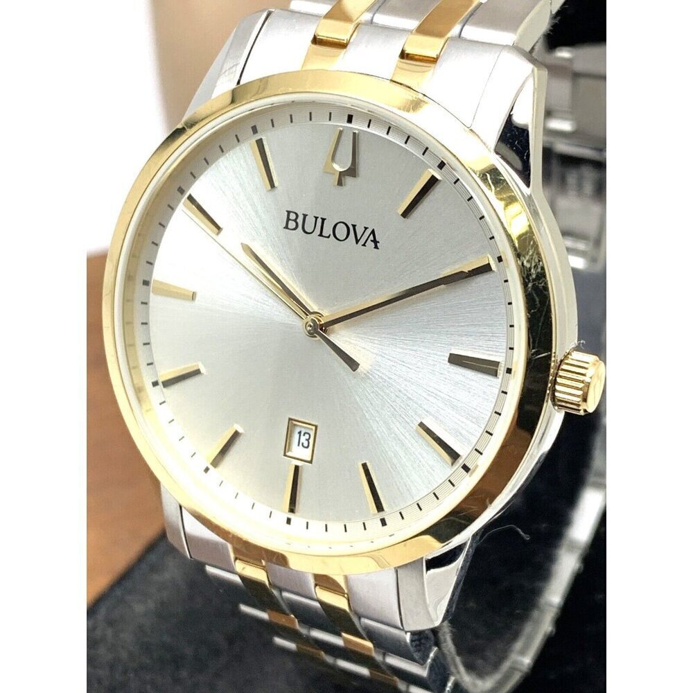 Bulova Men's Watch 98B385 Silver Dial Quartz Two Tone Stainless Steel 40…